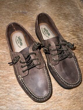 Eastland  Dark Brown Leather Moc-Toe Boat Shoes